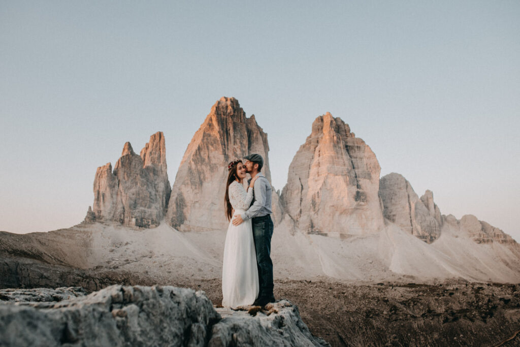 Sonnenaufgang Drei Zinnen Elopement Dolomiten